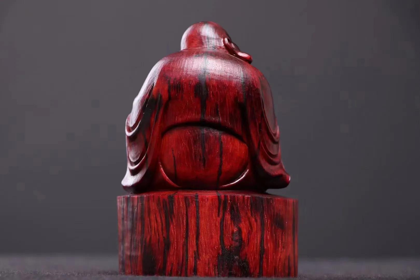 紫檀木雕刻笑佛手串,紫檀木大笑佛