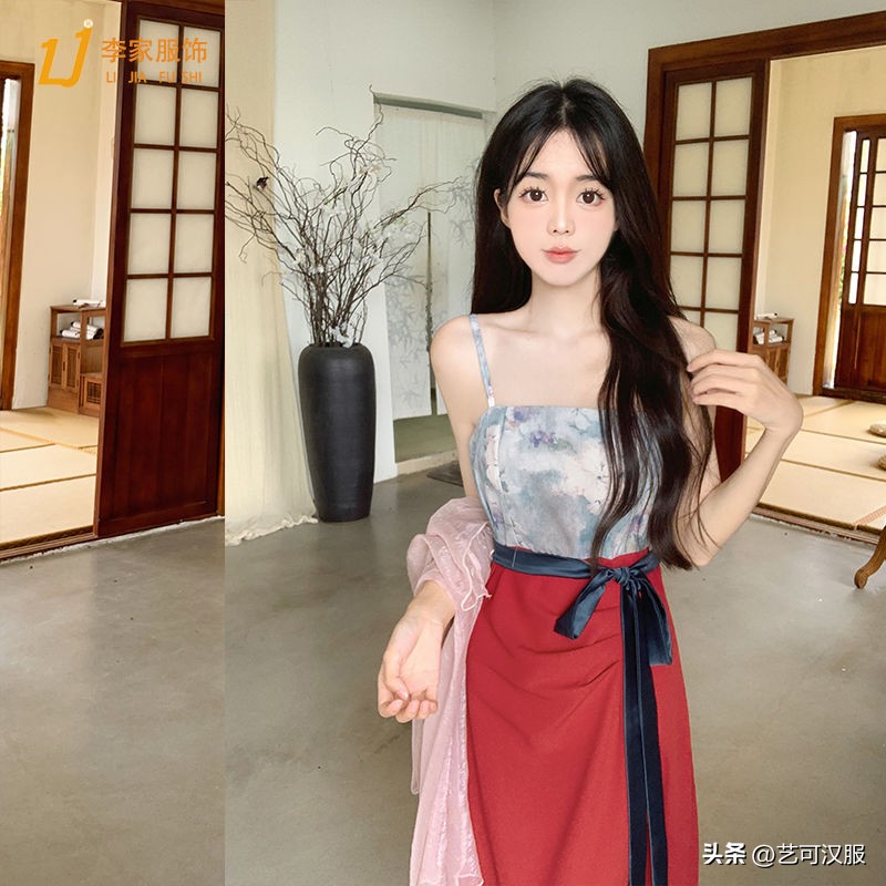 大码复古国风女装连衣裙长款红色,女装中国风大码连衣裙a字版