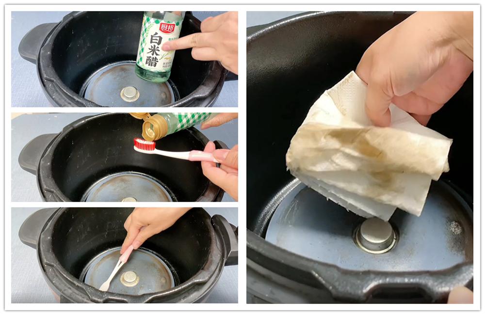 洗电饭锅内胆糊焦污渍,电饭锅底部发黄结垢不能清洗吗