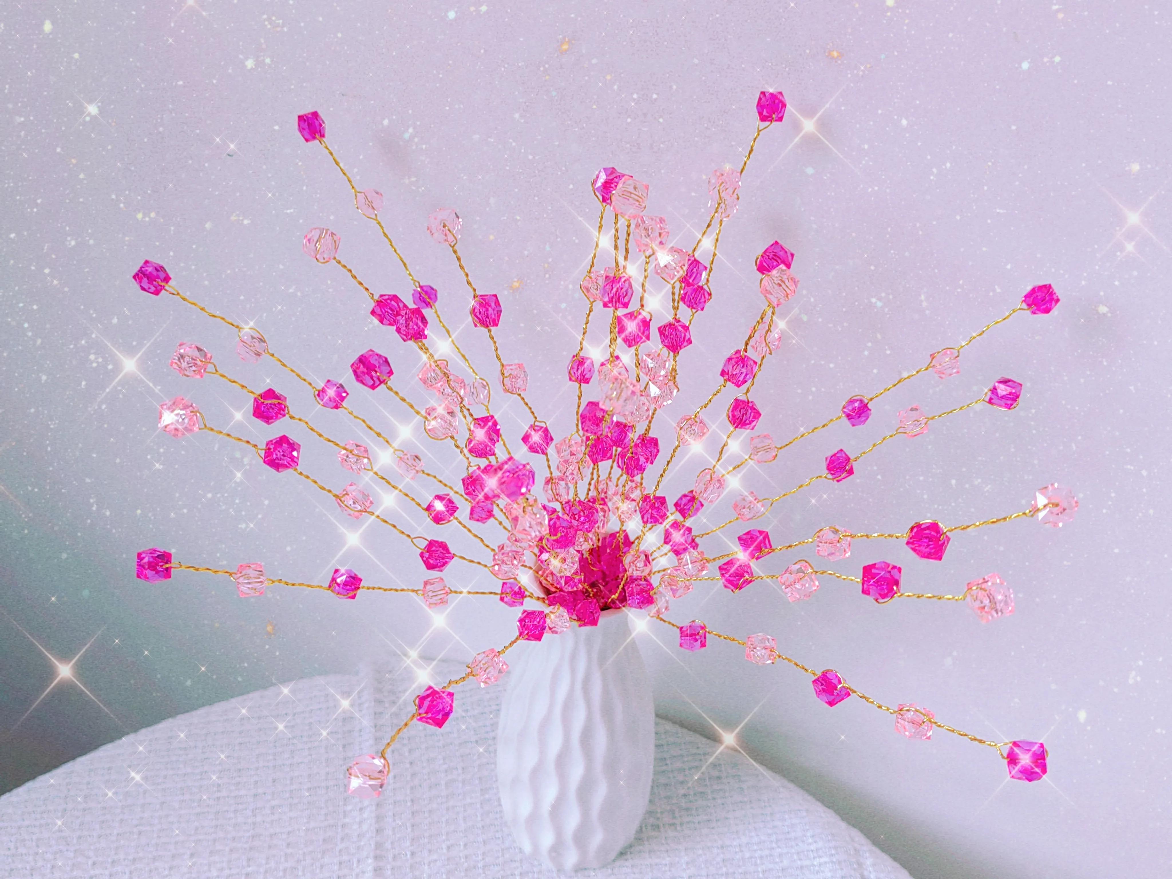 手工串珠图片：粉色红色搭配，视觉盛宴