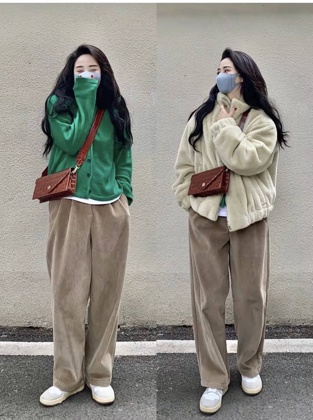 灯芯绒裤子松紧裤配什么上衣,咖色灯芯绒的裤子配什么上衣