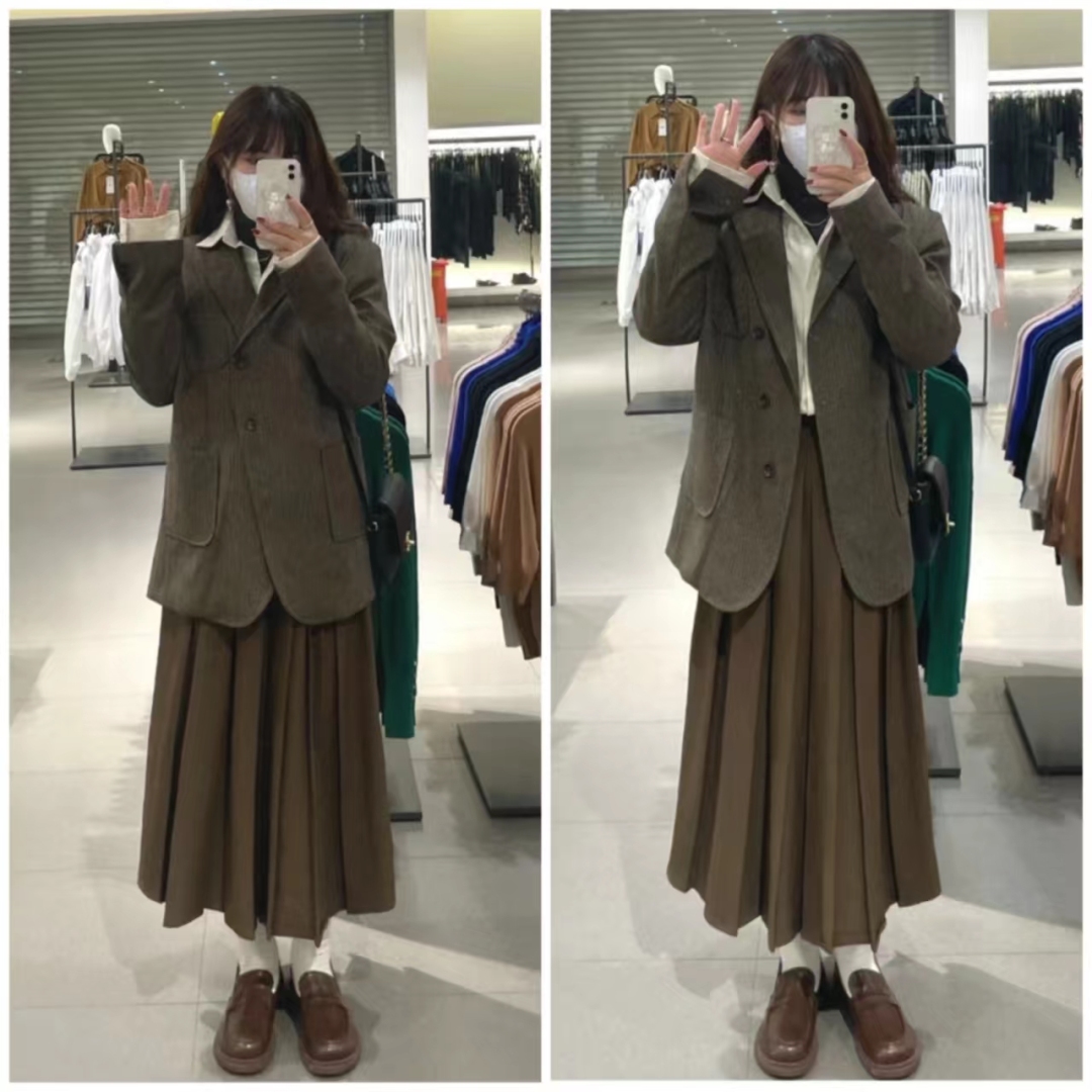 西装长裙搭配西装外套,西装外套配连衣裙气质高级感