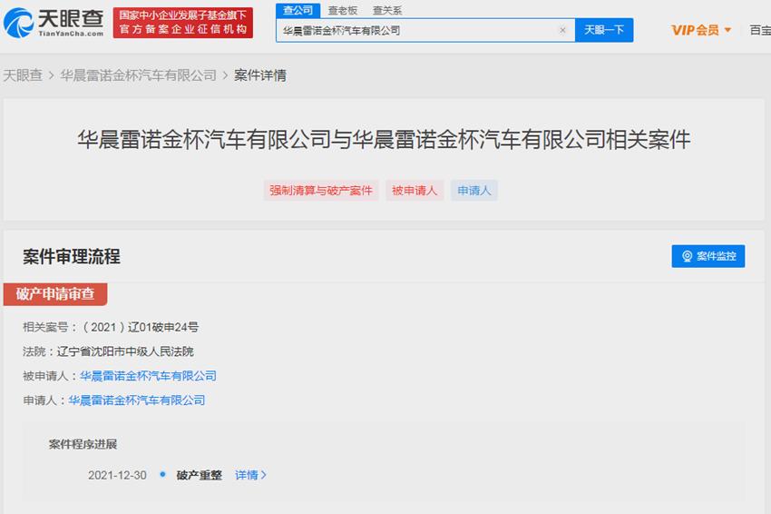 华晨雷诺金杯撤资金杯怎么办,华晨雷诺金杯重整时间