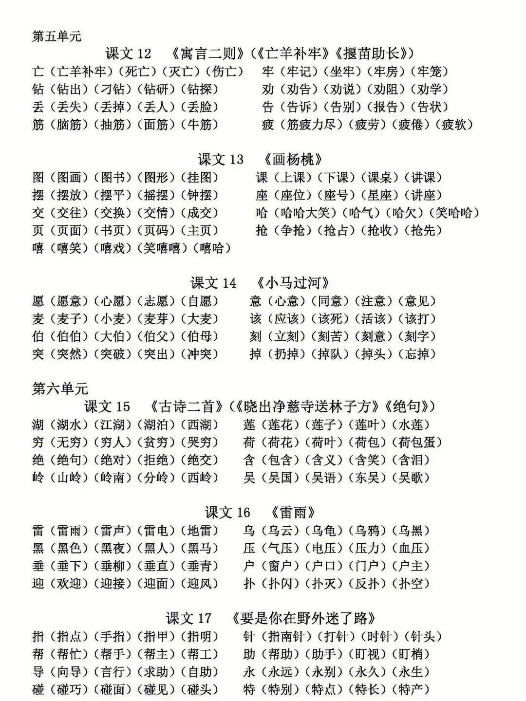 二年级下册语文写字表生字注音,二年级下册语文生字表组词点读表
