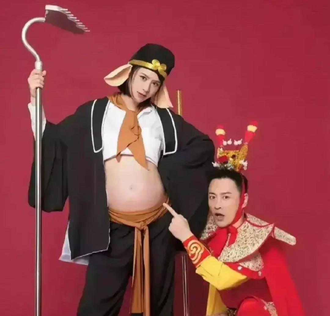 林峰夫妇孕照,林峰猪八戒孕妇照