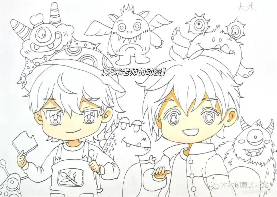 儿童创意绘画教程线条画,儿童创意美术绘画线条画