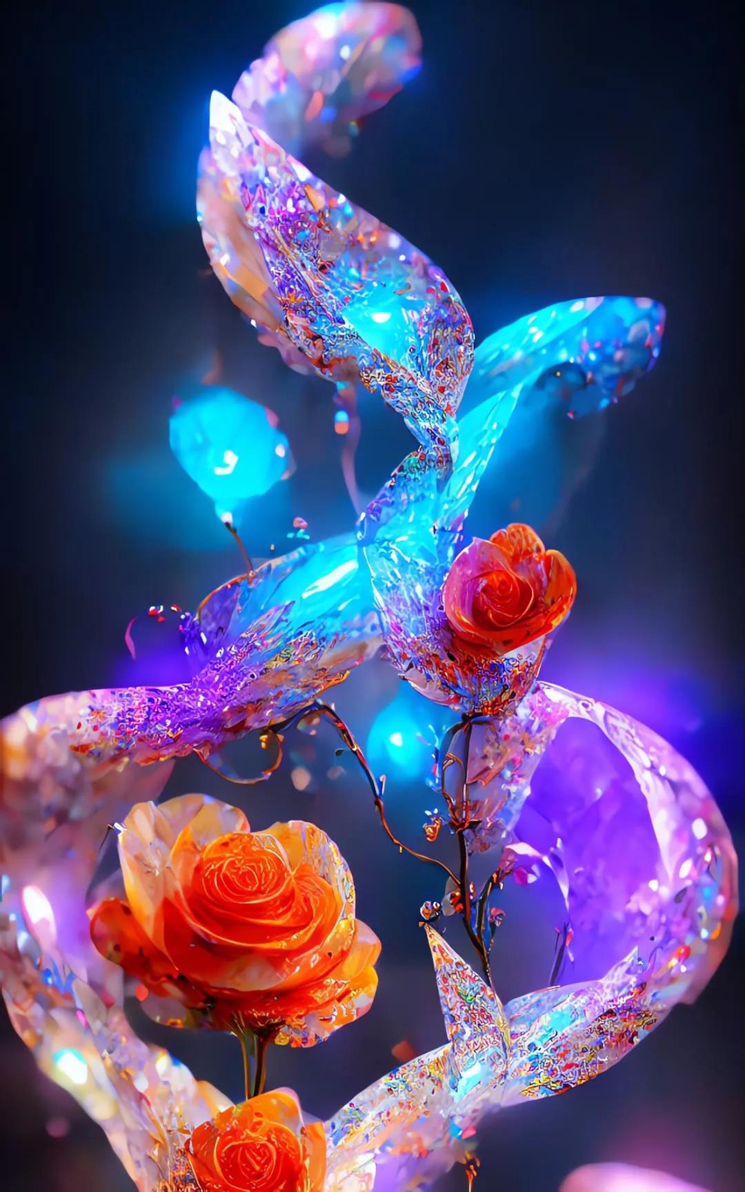 ai绘画花图文,ai绘画水晶花教程