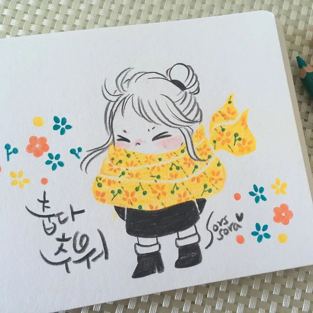 彩铅绘画7-15岁简笔画可爱又简单,可爱彩铅简笔画简单的少女