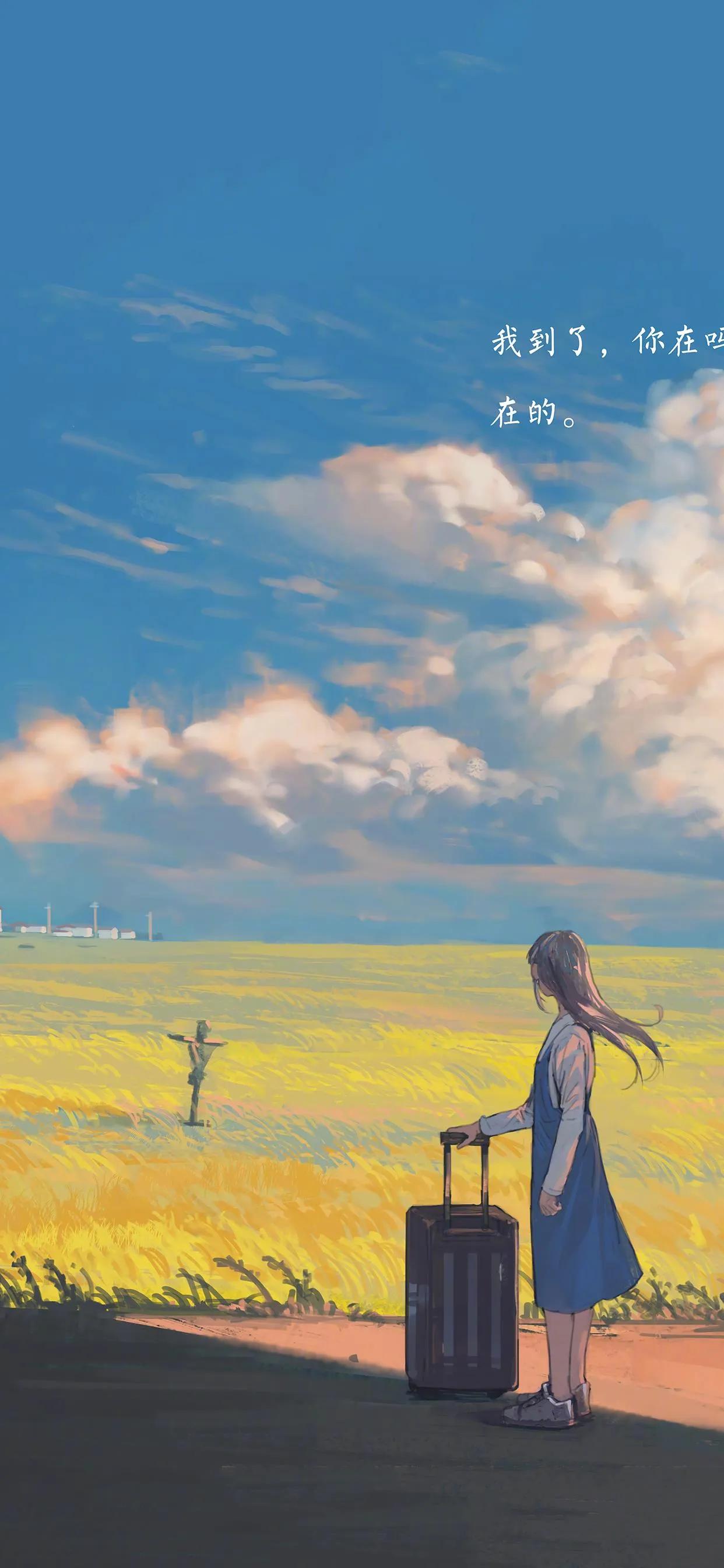 萌图100张可爱壁纸,春日海边小镇壁纸插画