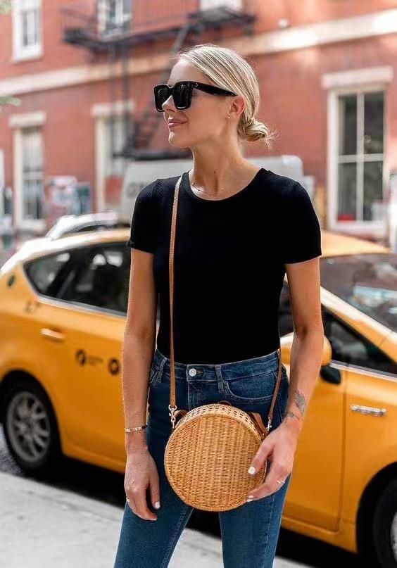 草编包日常搭配,野餐包简约