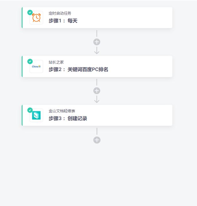 站长之家无需API开发连接轻维表，实现百度PC排名自动汇总到表单