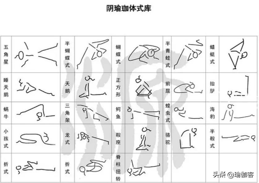 基础哈他瑜伽排课体式小人图,瑜伽体式小人图全套
