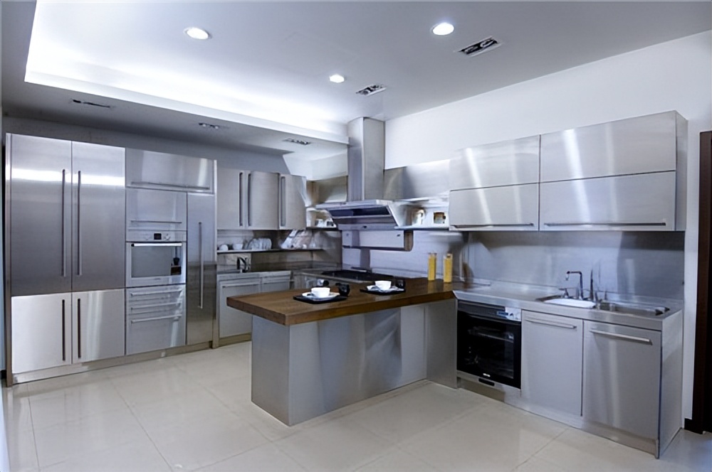 厨房不锈钢一体橱柜款式图,不锈钢厨房橱柜适合什么风格装修