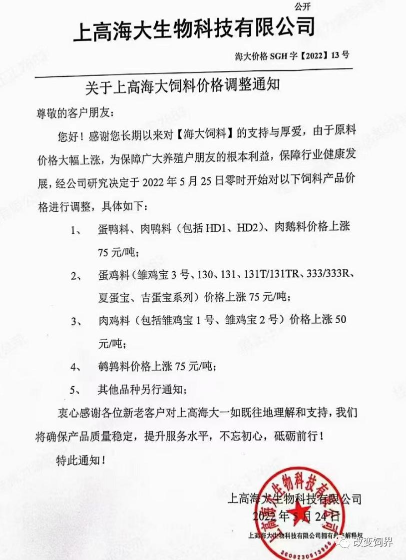 最高涨175元/吨！饲料涨价潮蔓延全国，新希望、大北农、海大、通威、特驱、安佑、金钱、漓源等纷纷宣布...
