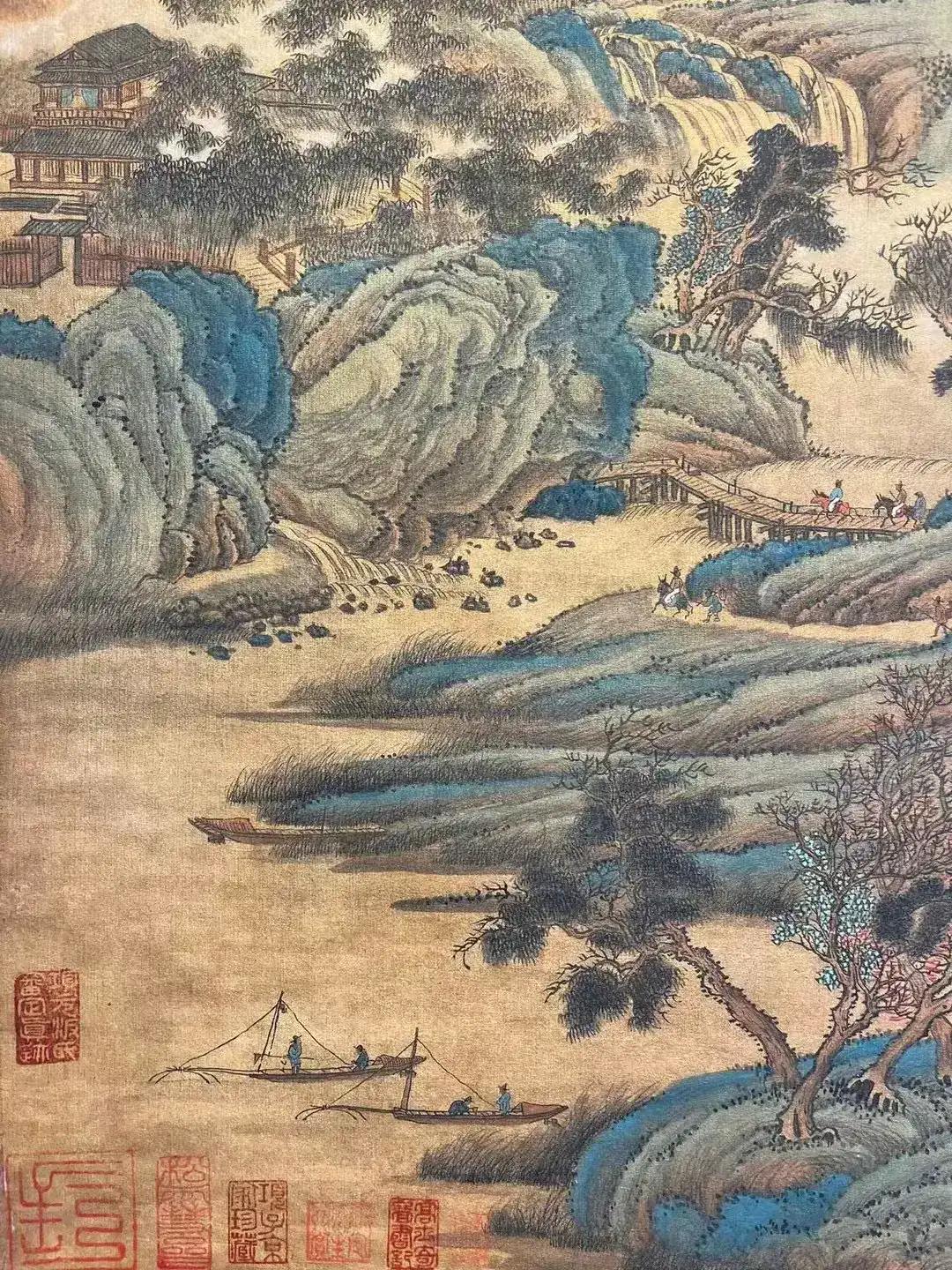 北宋名画千里江山图和富春山居图,北宋张择端盛世江山图