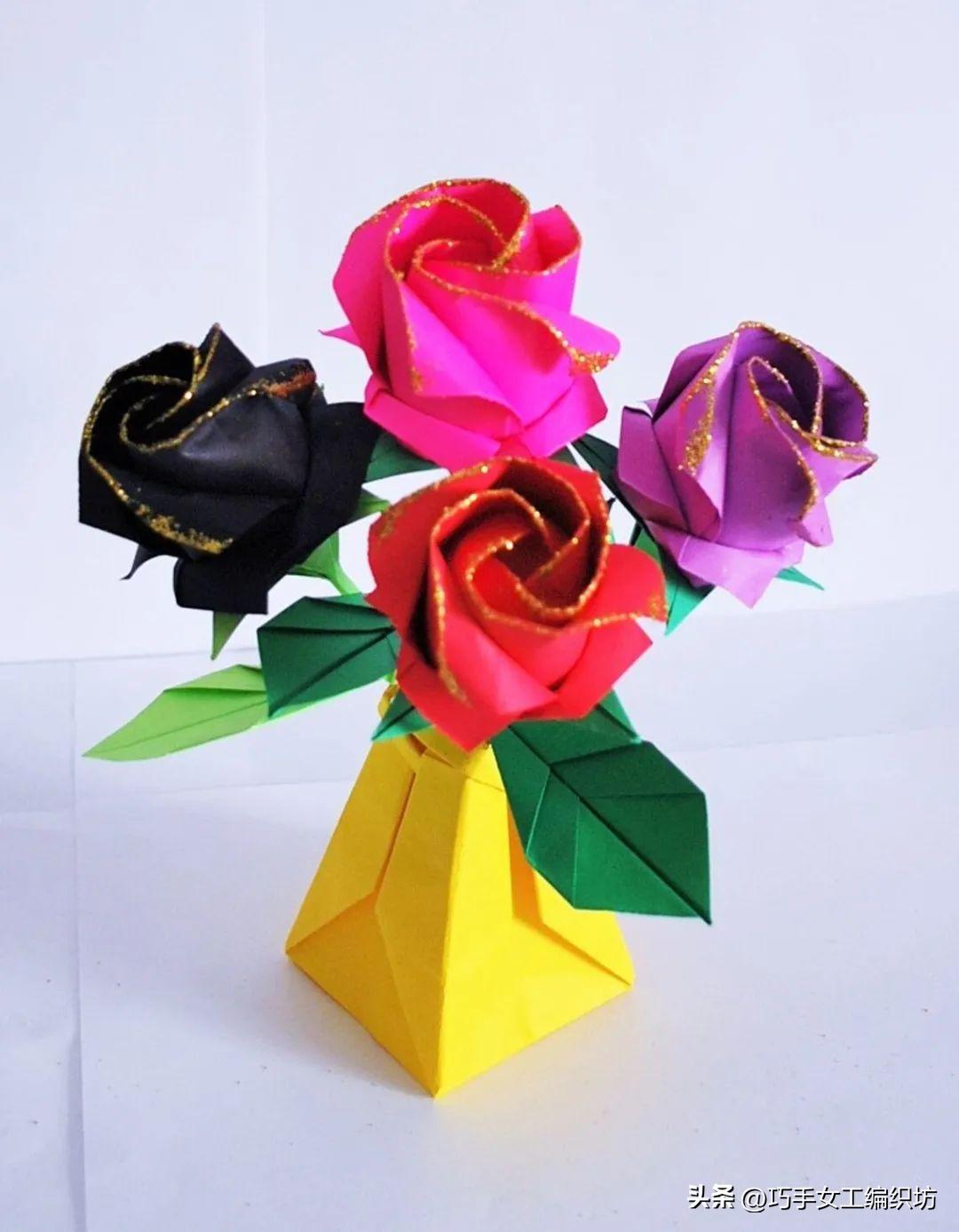 一张纸可以折一朵花,一张纸就可以叠的玫瑰花