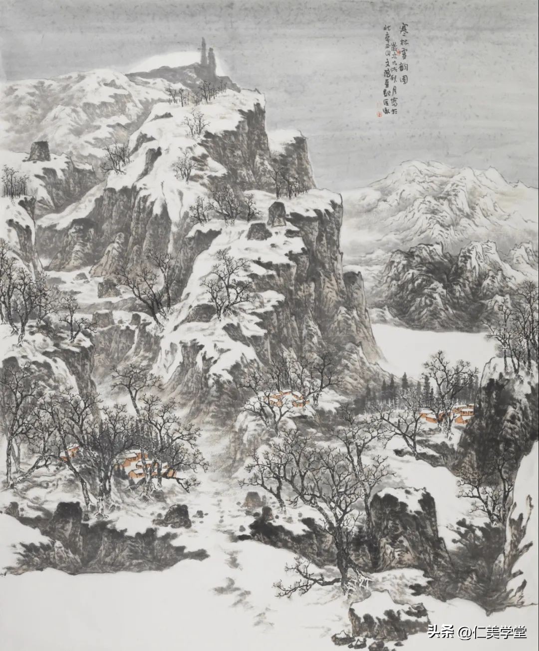 冬日雪景画法,冬季雪景松树的画法