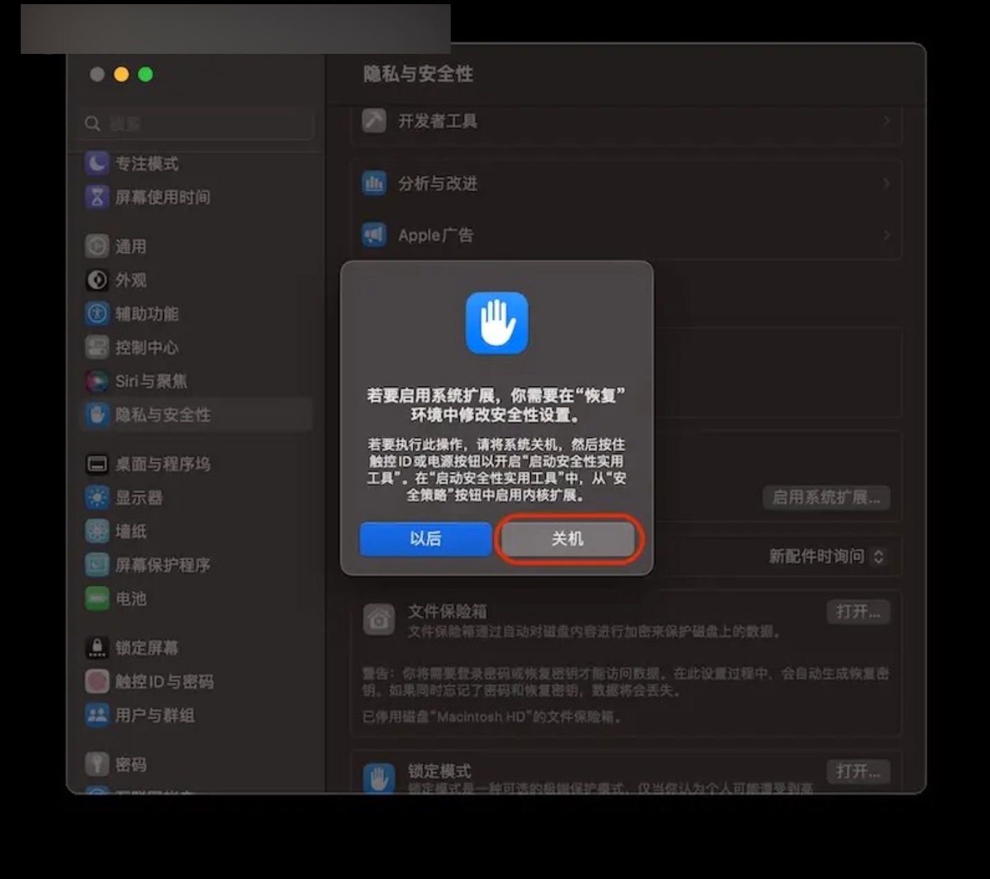 苹果macbookprom1芯片使用设置,mac新系统内核扩展