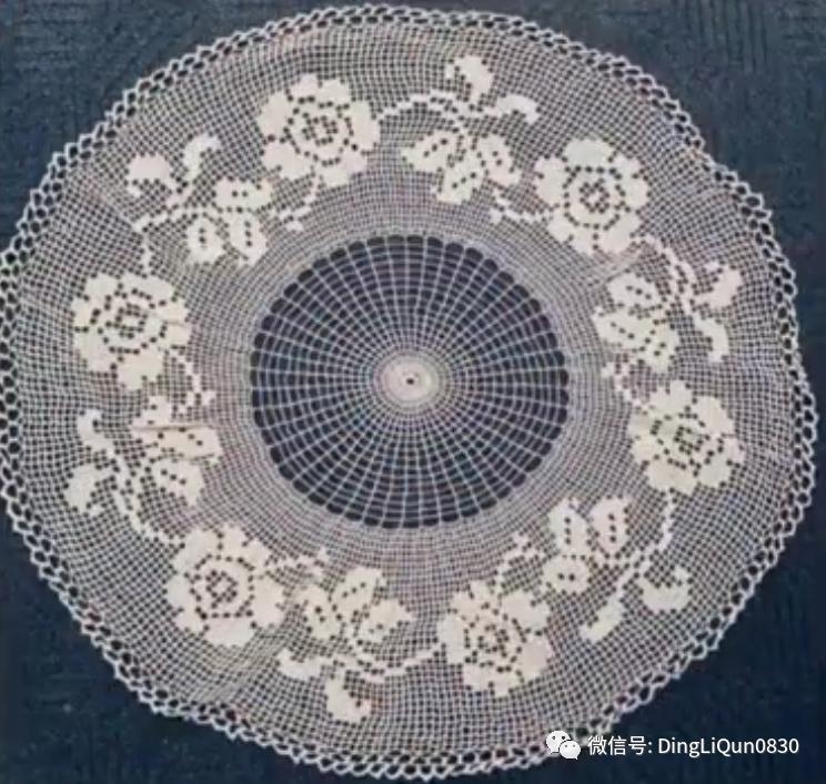 针织钩花小桌布,毛线编织钩花桌布图案