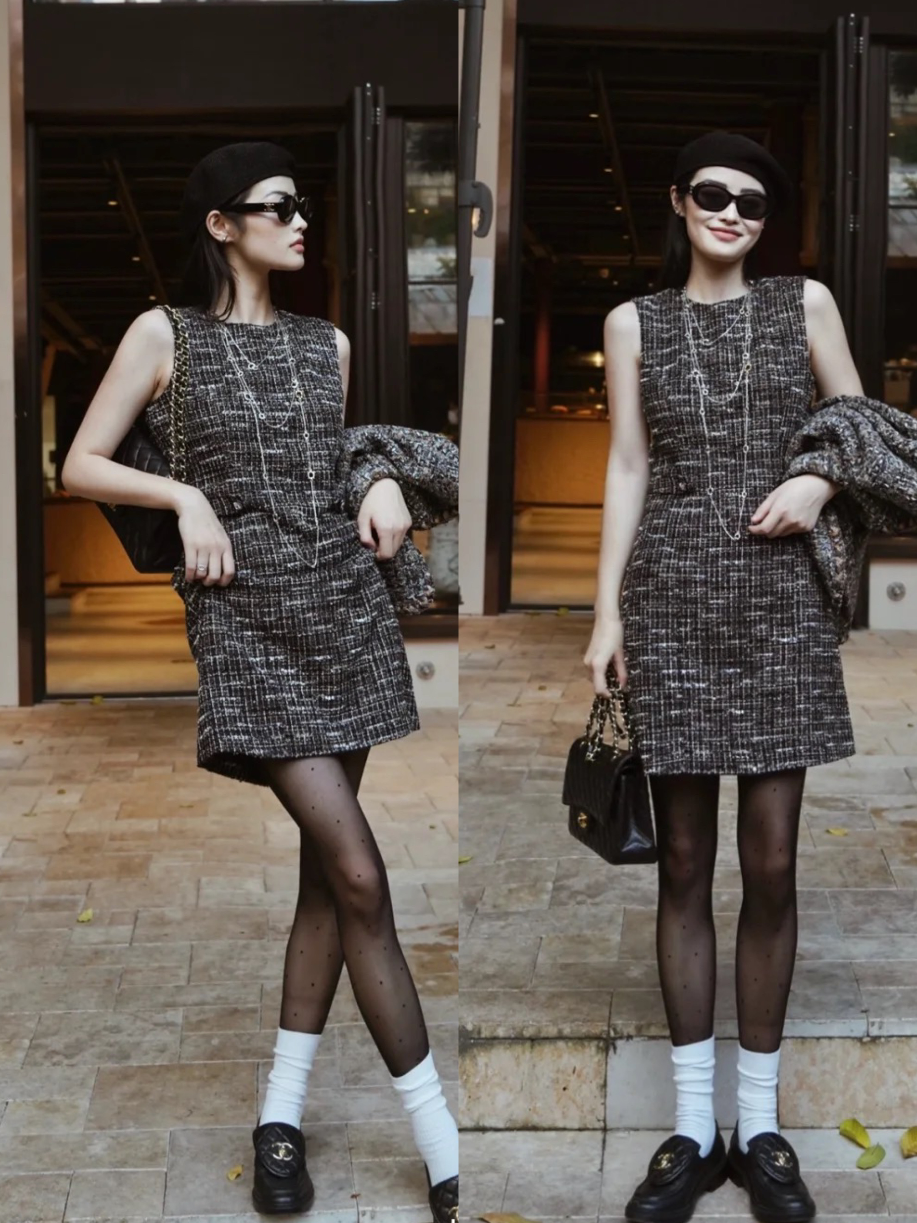 黑丝小腿袜和过膝袜哪个显腿长,今冬不流行露脚踝了露袜才更时髦