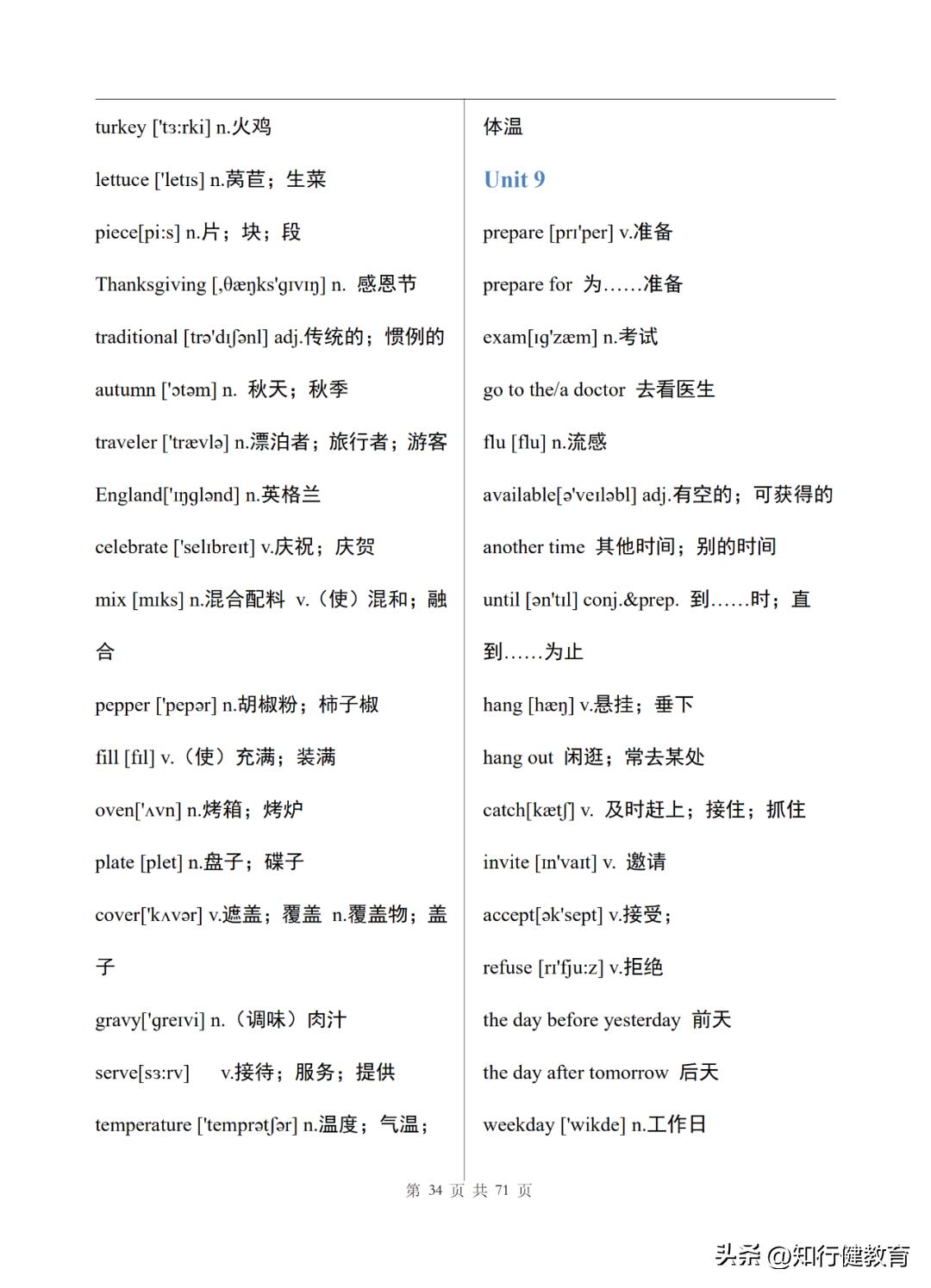 八年级上册英语单词表默写可打印,人教版八年级下英语单词表完整版