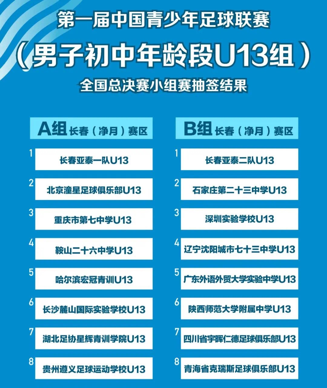 第二届青少年足球联赛亚泰赛程,2023年长春市青少年足球联赛