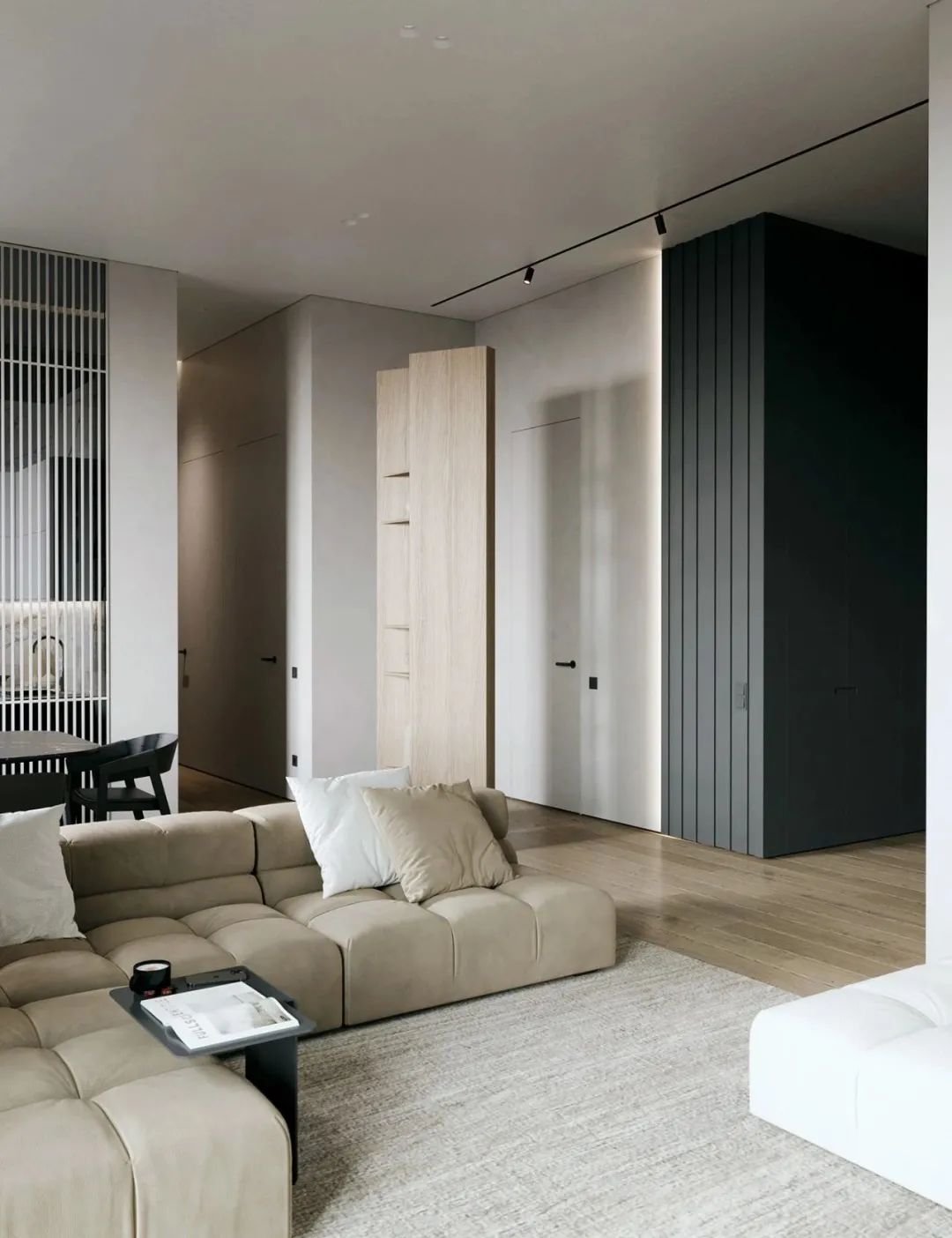 极简黑白灰搭配原木色,原木高级灰简约风