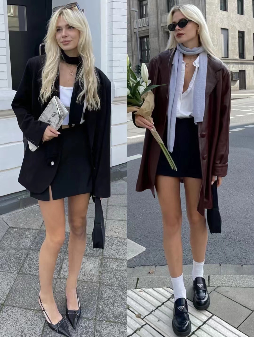 西装外套怎么搭配裙子好看气质,西装外套搭配时髦女士