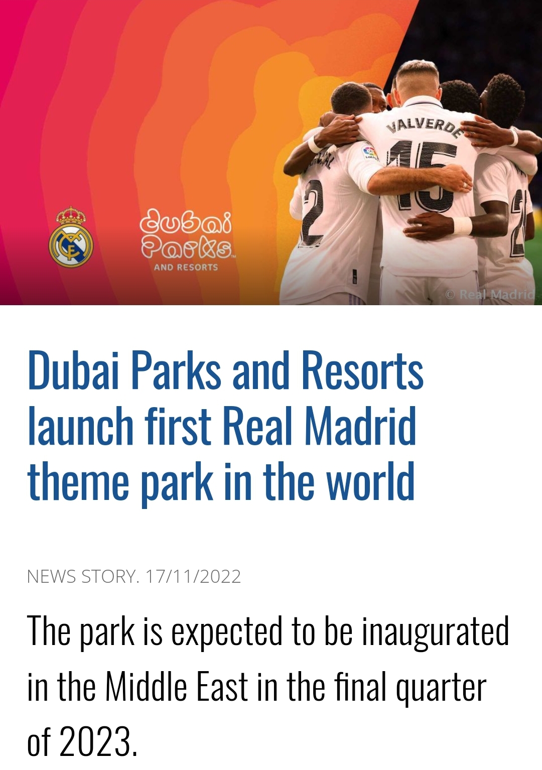 皇家马德里始建于哪一年,皇家马德里主题乐园迪拜