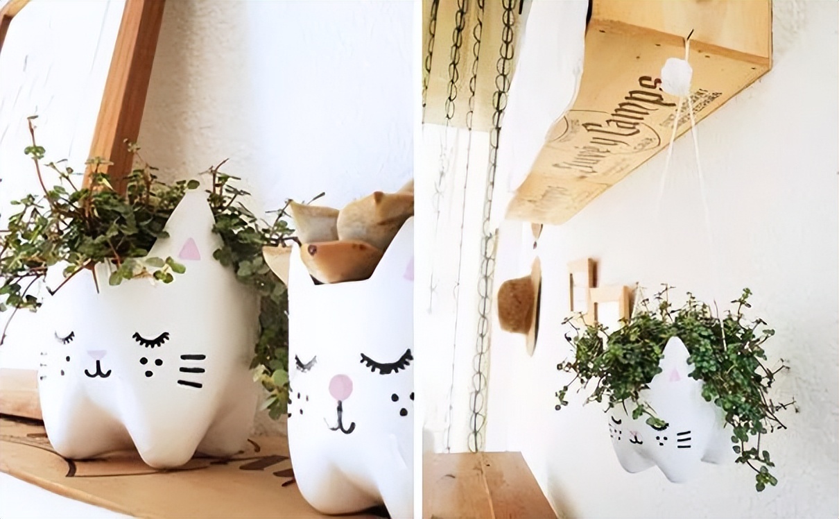 创意折叠花盆灯,洗洁精瓶做花盆小花瓶