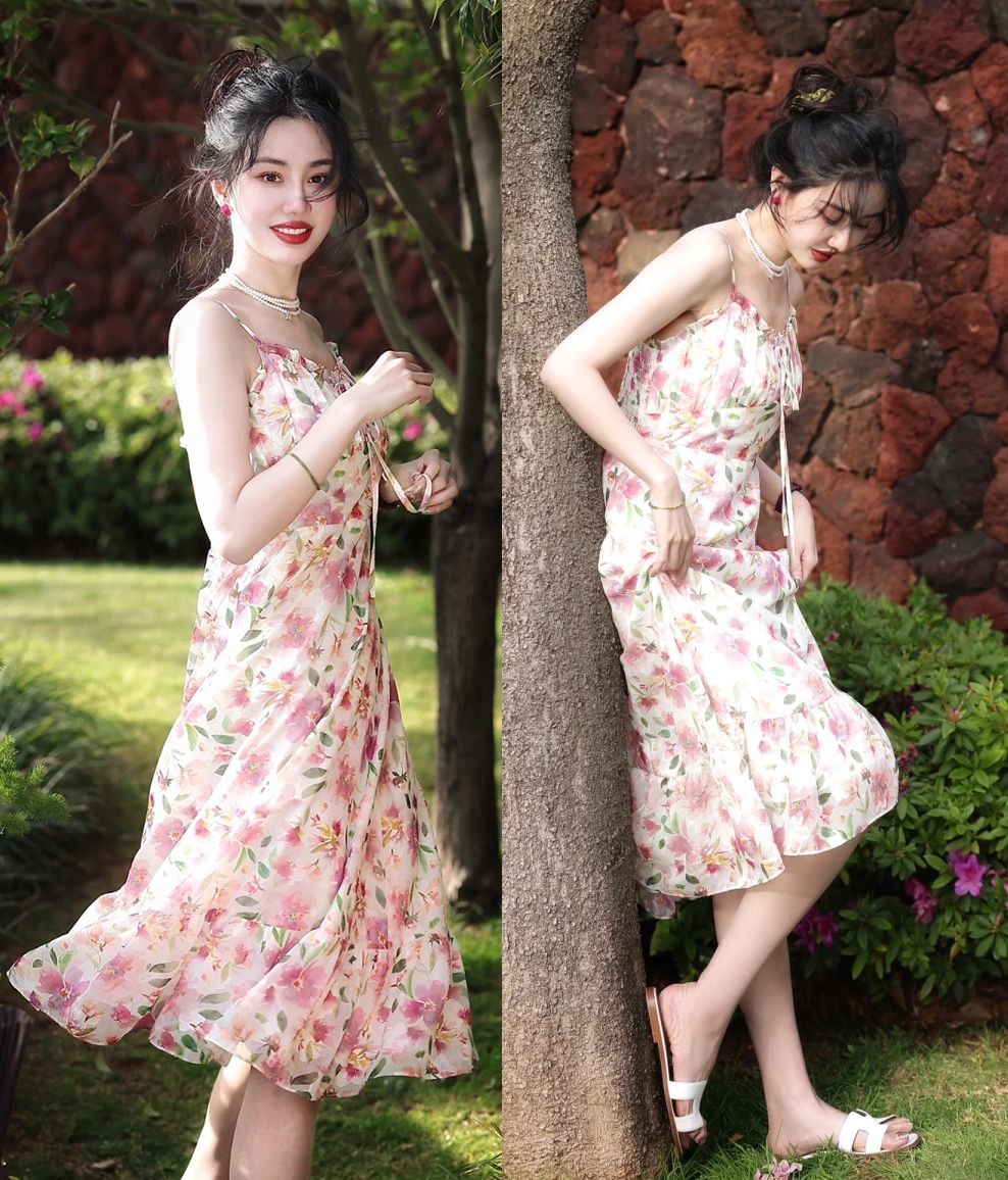 夏季碎花裙怎么穿好看,粉色碎花裙回头率百分百
