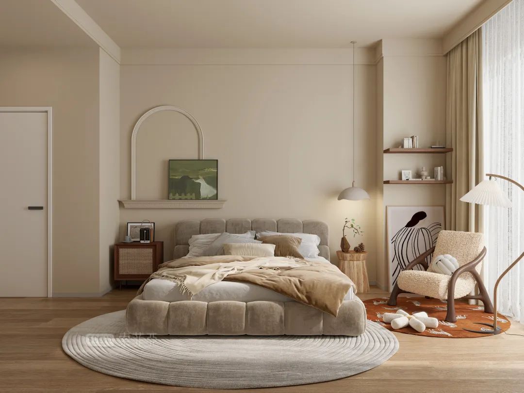 法式原木奶油风书房,奶油原木风格治愈系100平