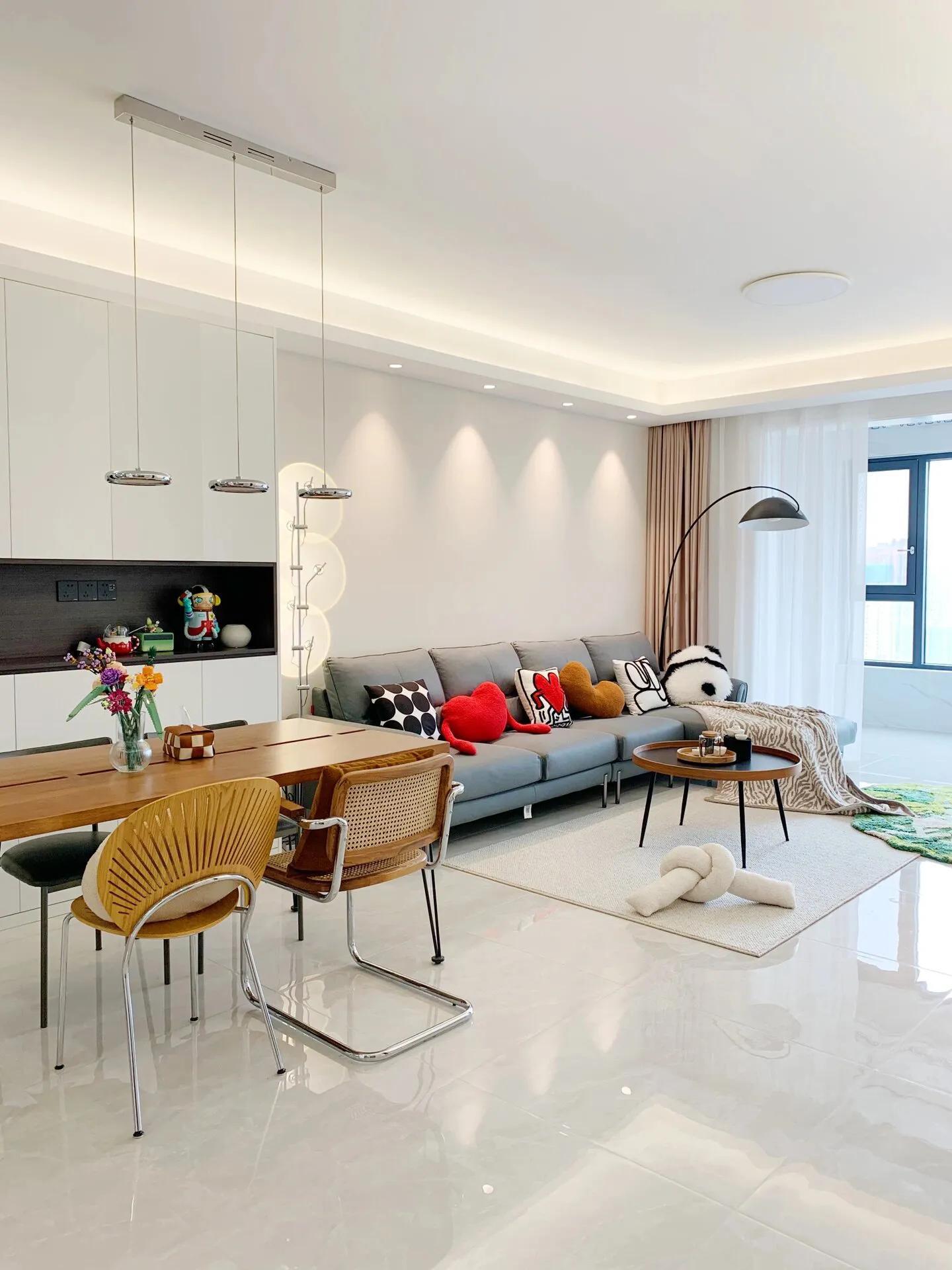 客餐厅一体吧台装修效果图,20平餐客一体装修