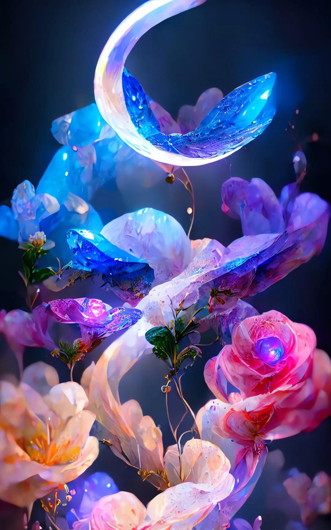 ai绘画花图文,ai绘画水晶花教程