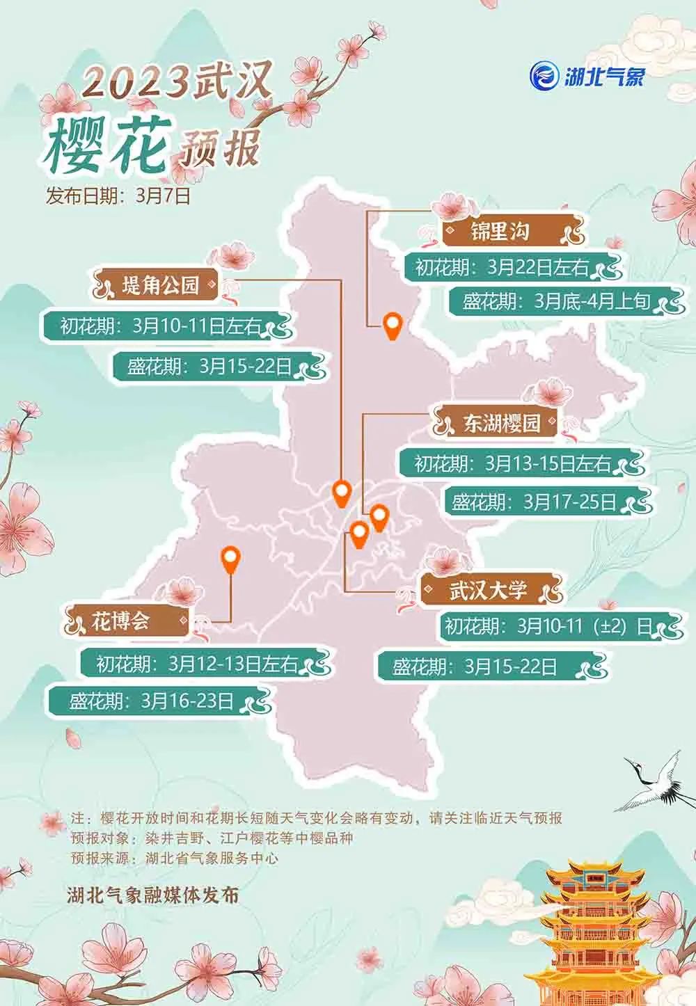 2023年武汉樱花花期,樱花武汉花期