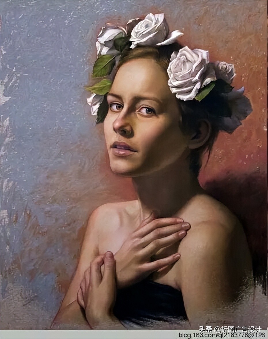 彩色粉笔人像绘画,人像粉笔画