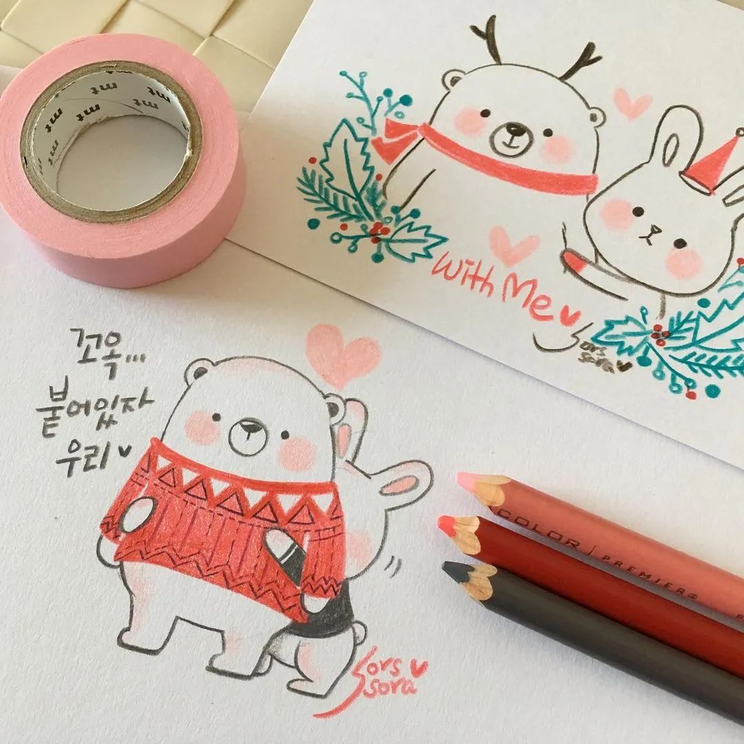 彩铅绘画7-15岁简笔画可爱又简单,可爱彩铅简笔画简单的少女