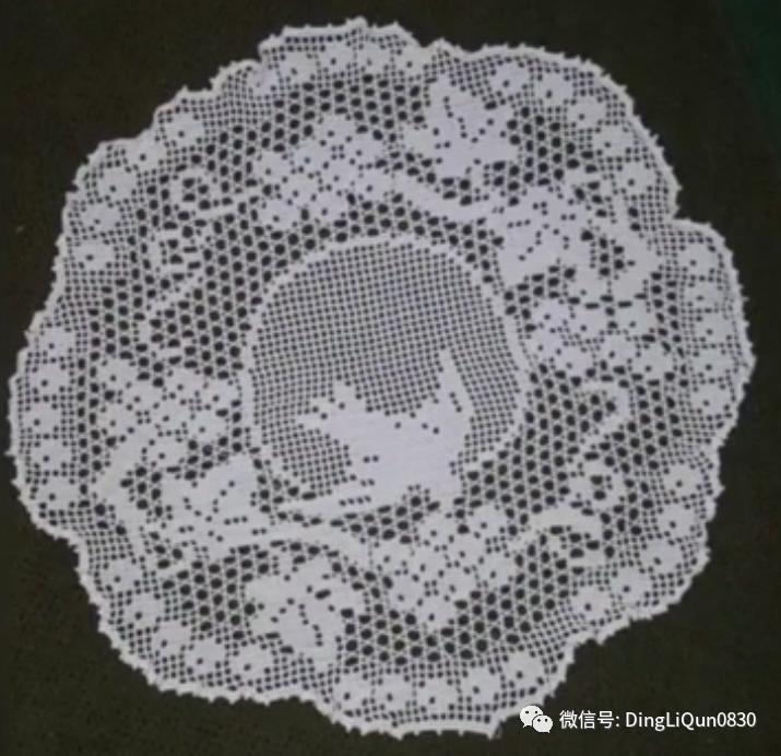 针织钩花小桌布,毛线编织钩花桌布图案