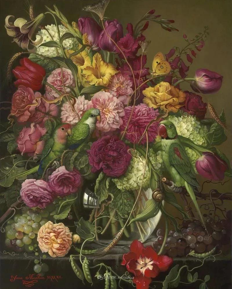 有关爱情的花鸟油画作品,北欧轻奢风格油画作品