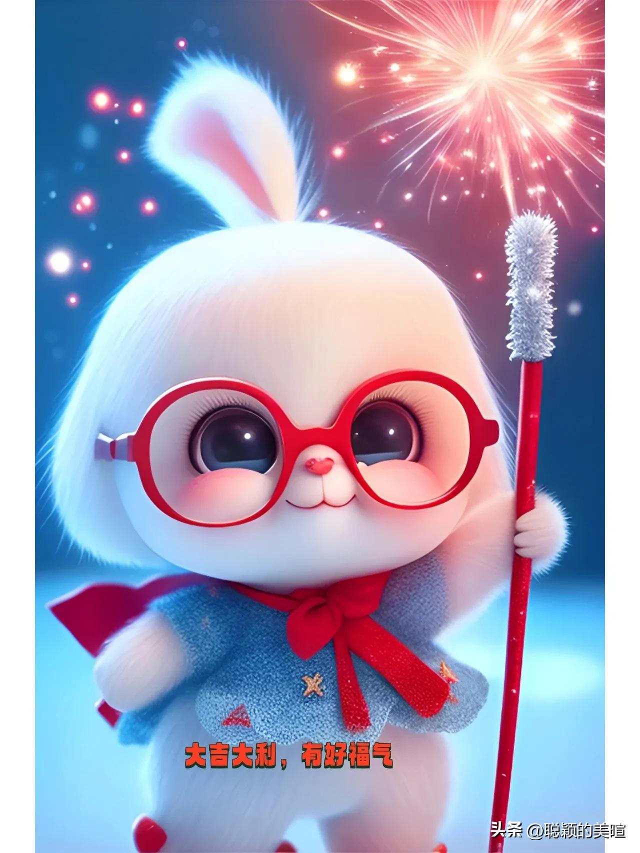 小兔子乖乖，把财门开开。福禄都进来，快乐又开怀。