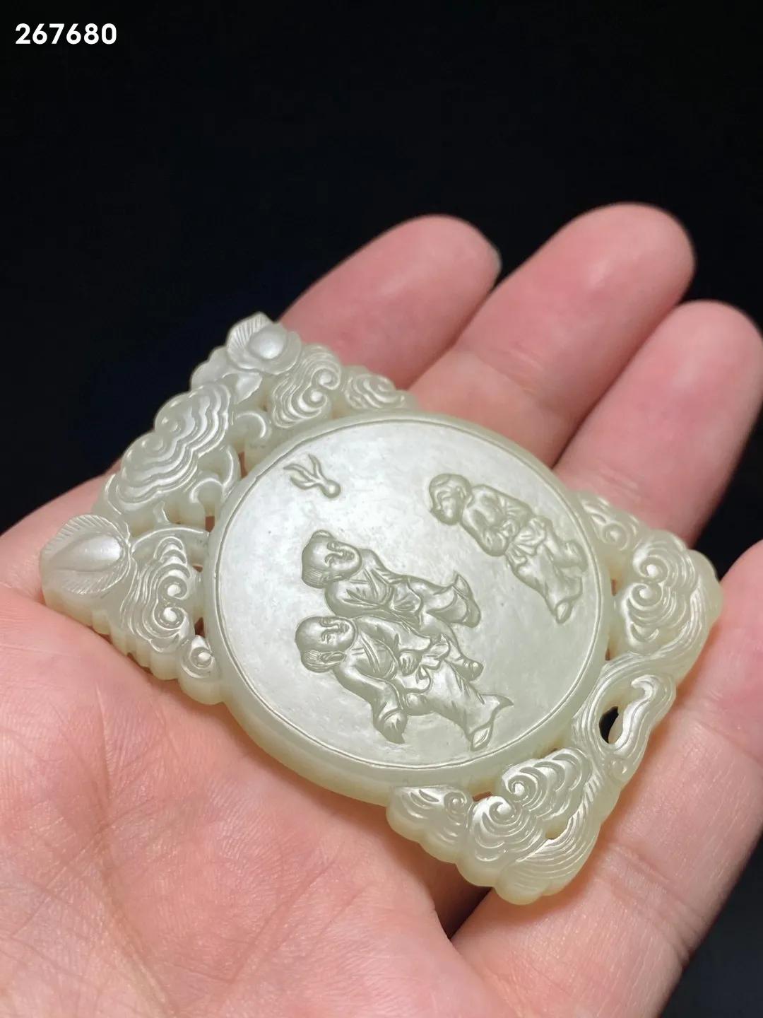 清中期白玉兽面纹玉牌,清中期白玉璧图片大全