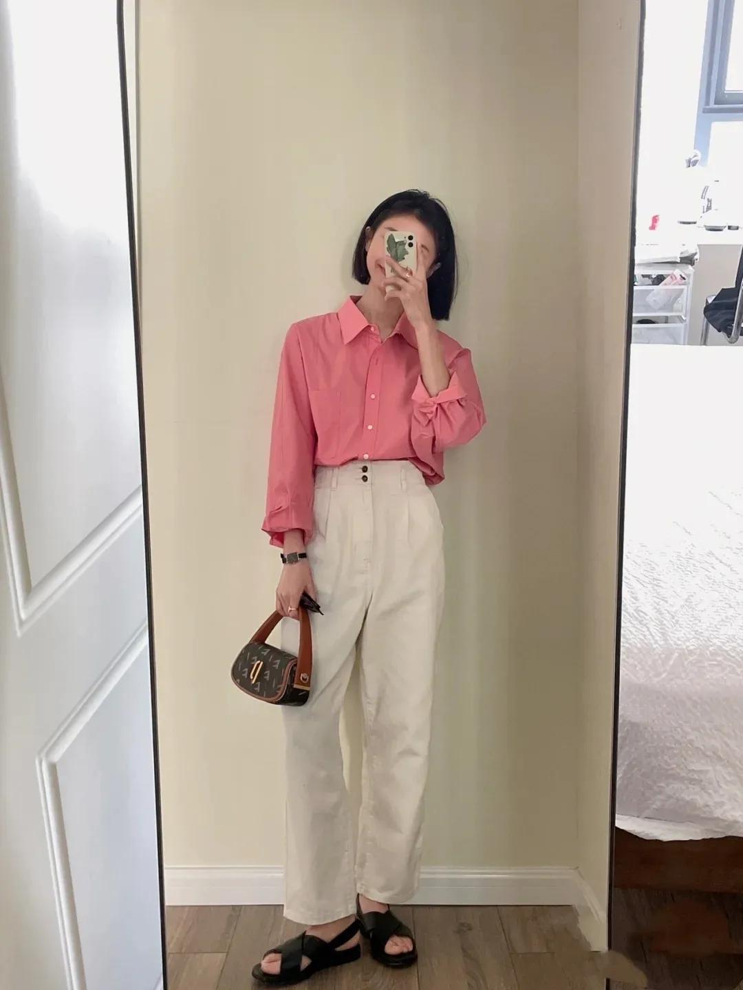 粉色格子衬衫该怎么搭配裤子,粉色衬衫搭配什么颜色的裤子好看