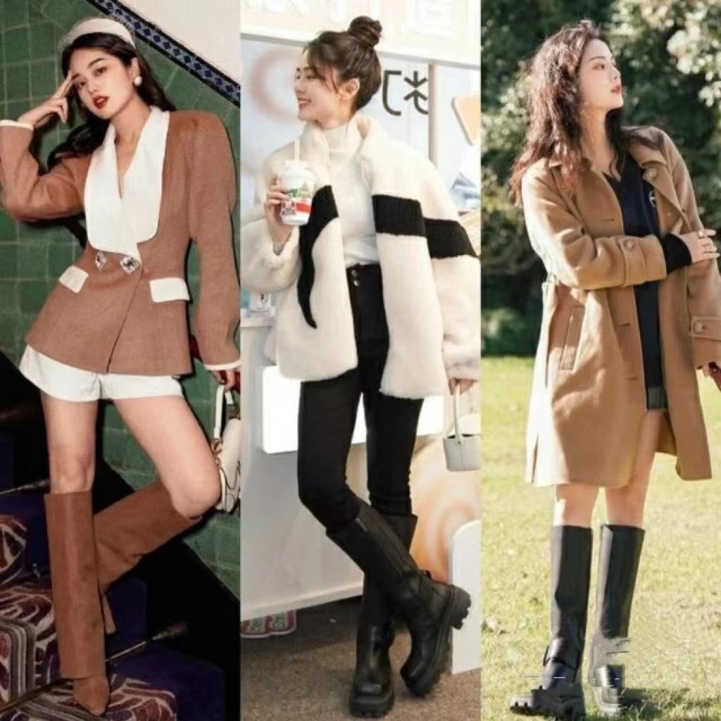 如何搭配靴子图片女款,怎样搭配长筒过膝靴子