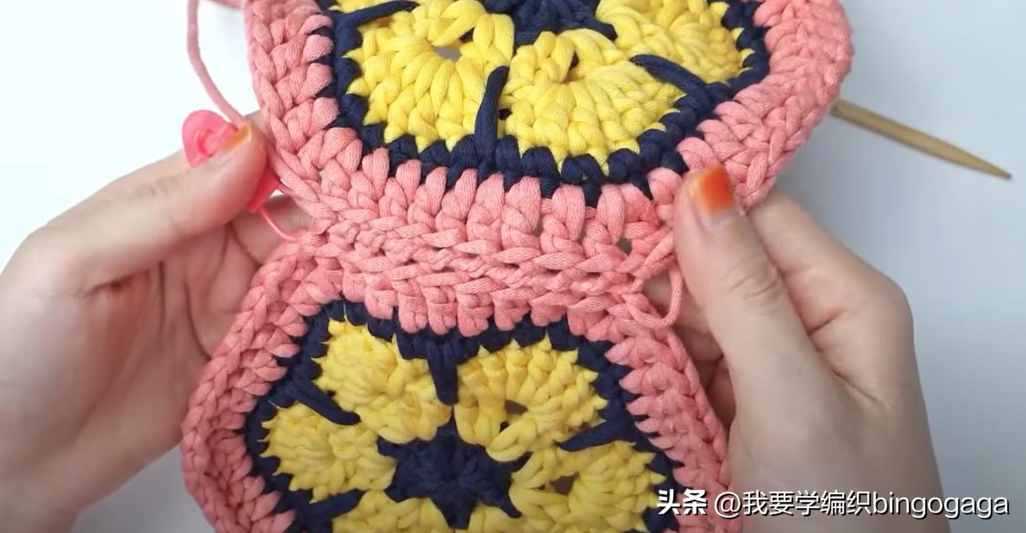 祖母方格小包包拼接编织教程,方形镂空小花包编织教程