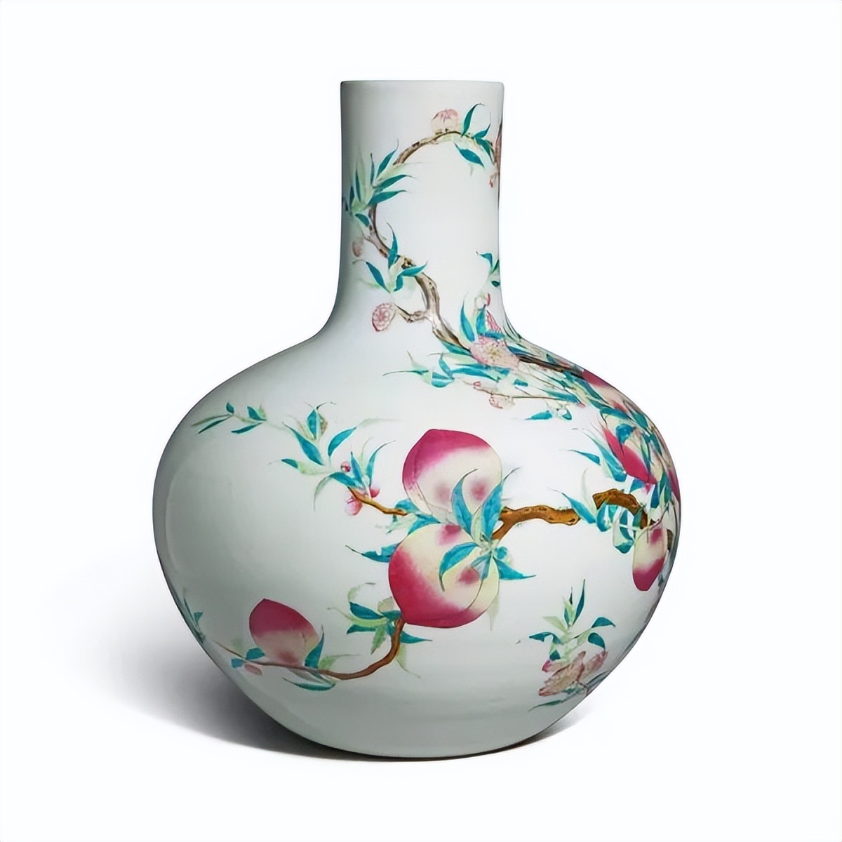 苏富比拍卖镂空八棱瓶,苏富比粉彩九桃纹天球瓶