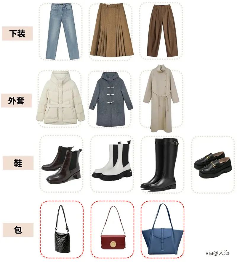 5款百搭包,五合一包包搭配