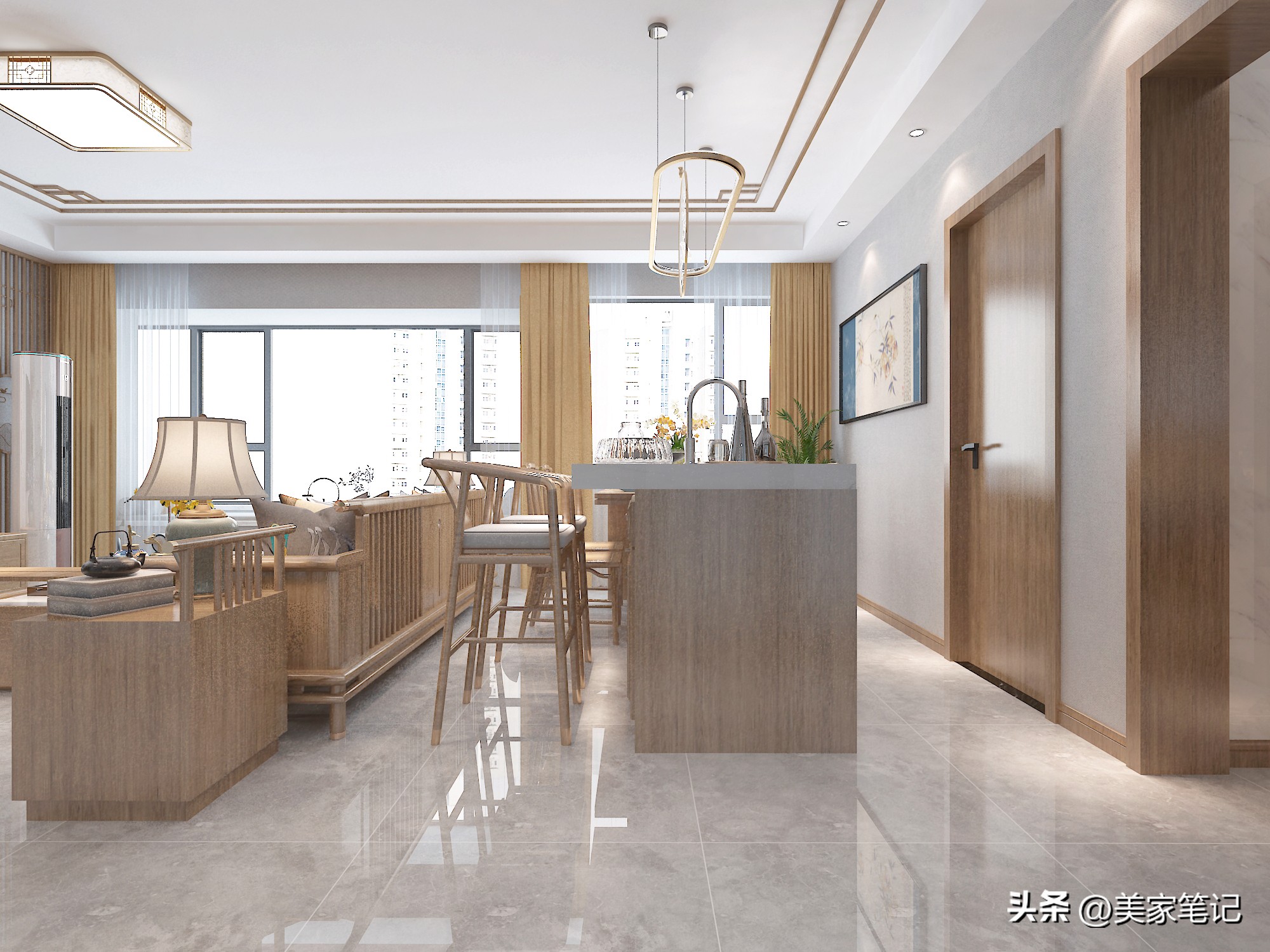 90平米原木玄关效果图,原木风格治愈系玄关