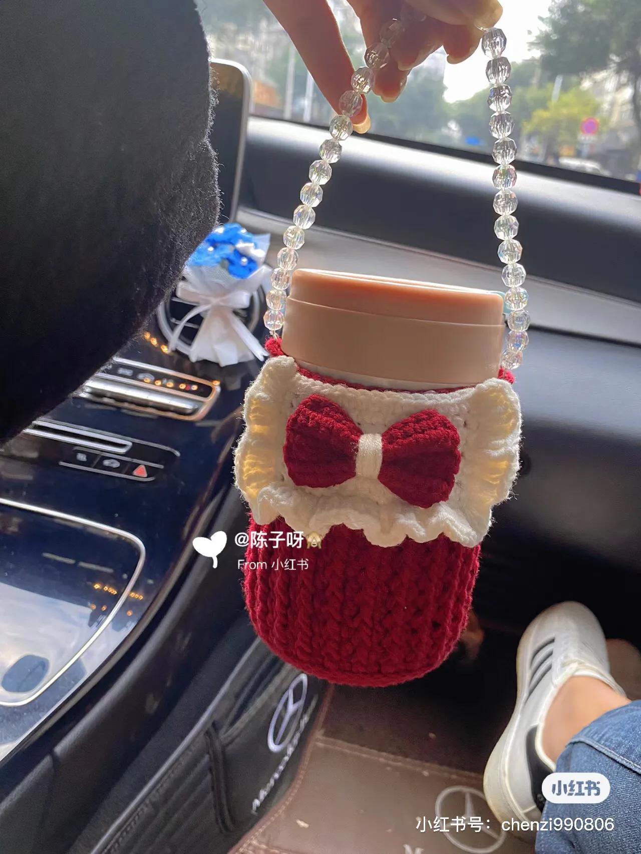 可爱森系水杯袋钩织教程