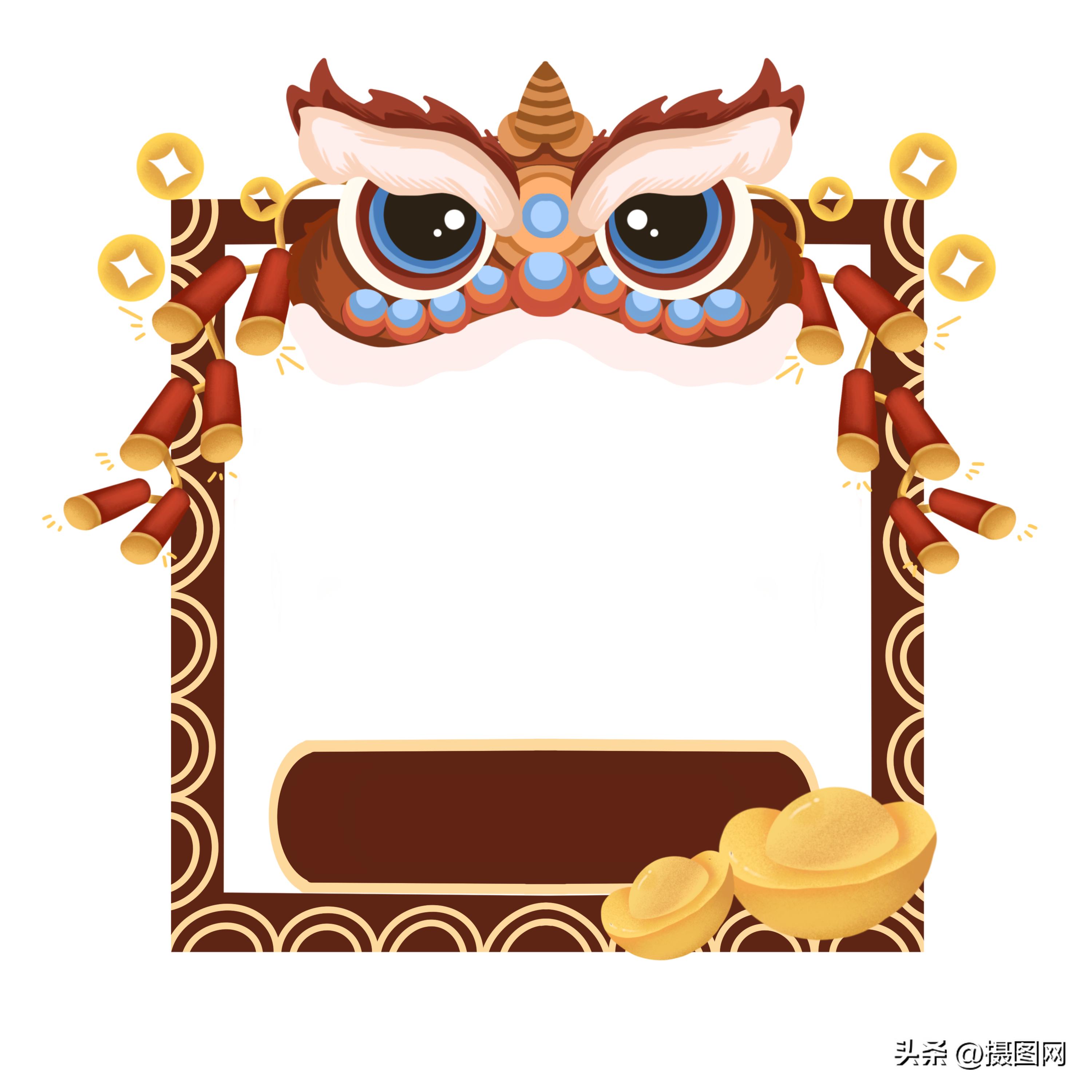 金色中国风边框素材免抠图图文,中国风透明动态免抠边框素材图片