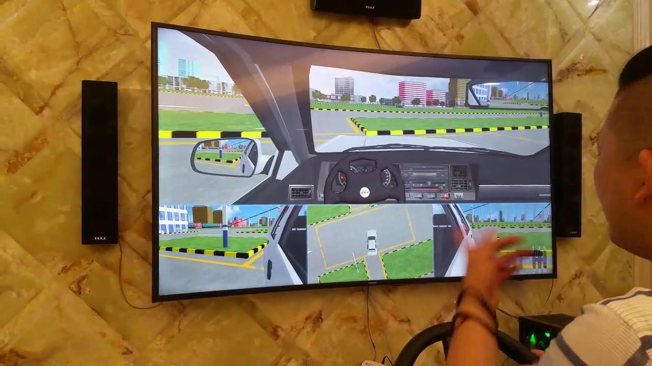 看不准后视镜下沿是否与边线对齐,后视镜与边线对齐车内视角